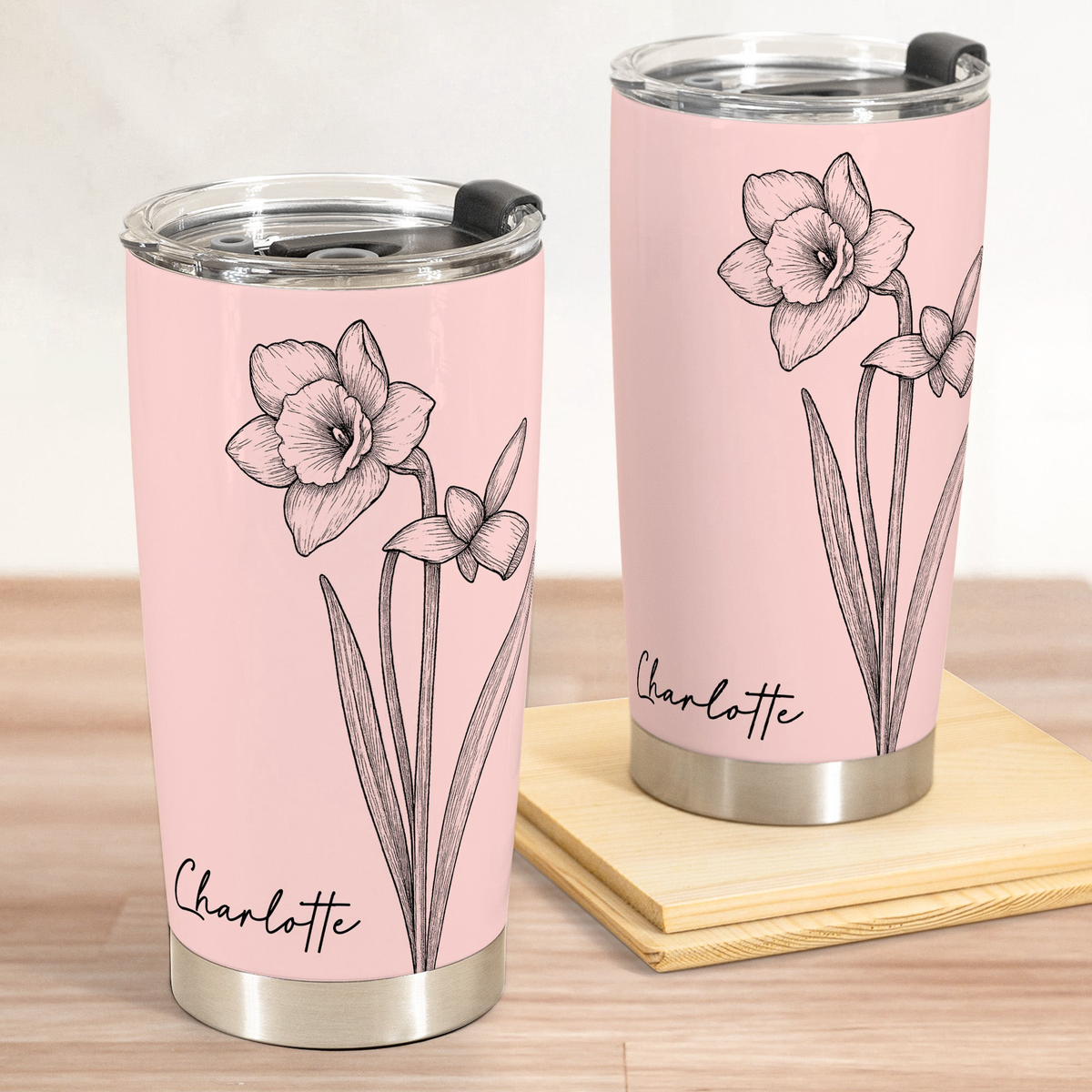 Corporate Gifts Custom Birth Flower & Name New Version For Friends, Coworkers, Daughters, Sisters - Personalized Tumbler Cup