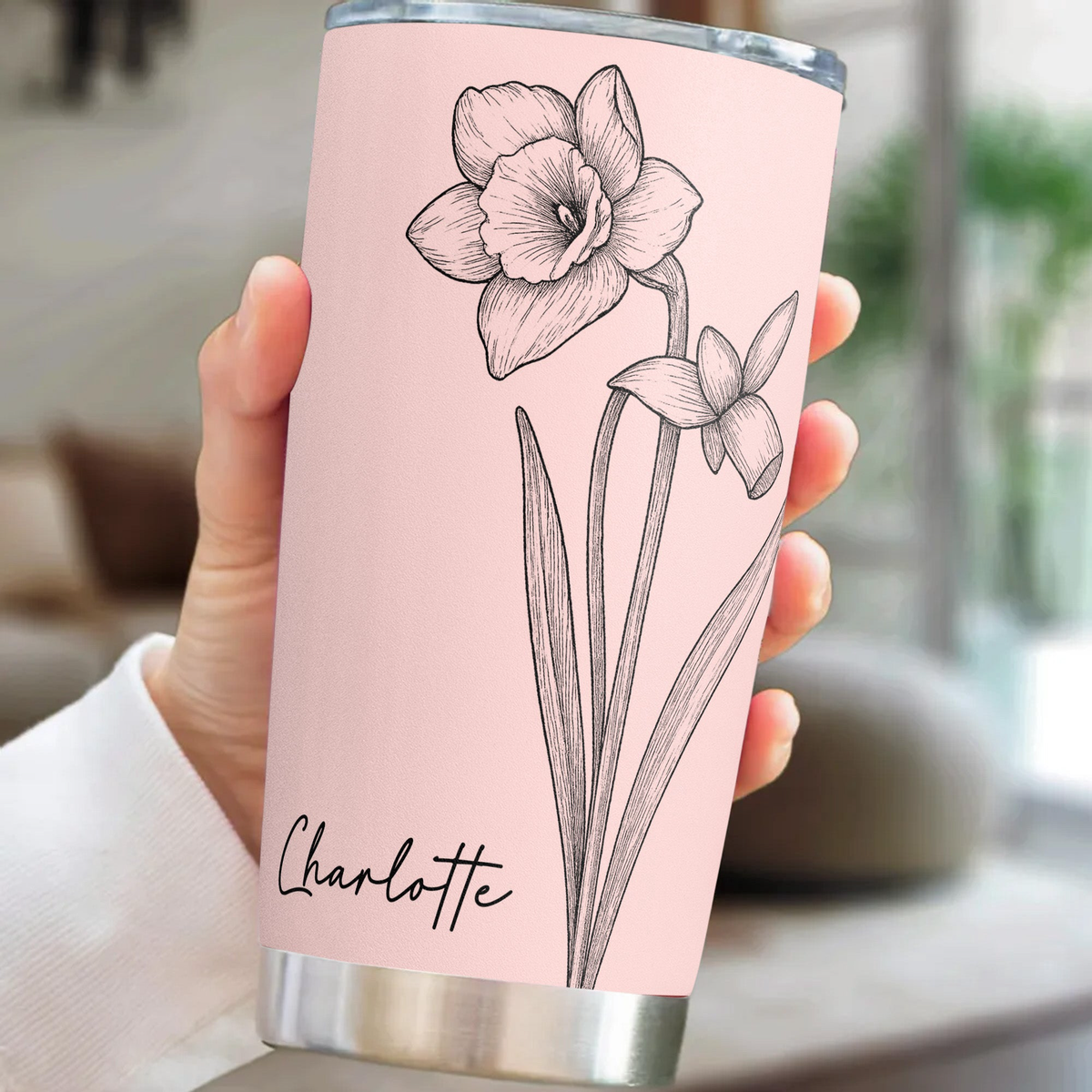 Corporate Gifts Custom Birth Flower & Name New Version For Friends, Coworkers, Daughters, Sisters - Personalized Tumbler Cup