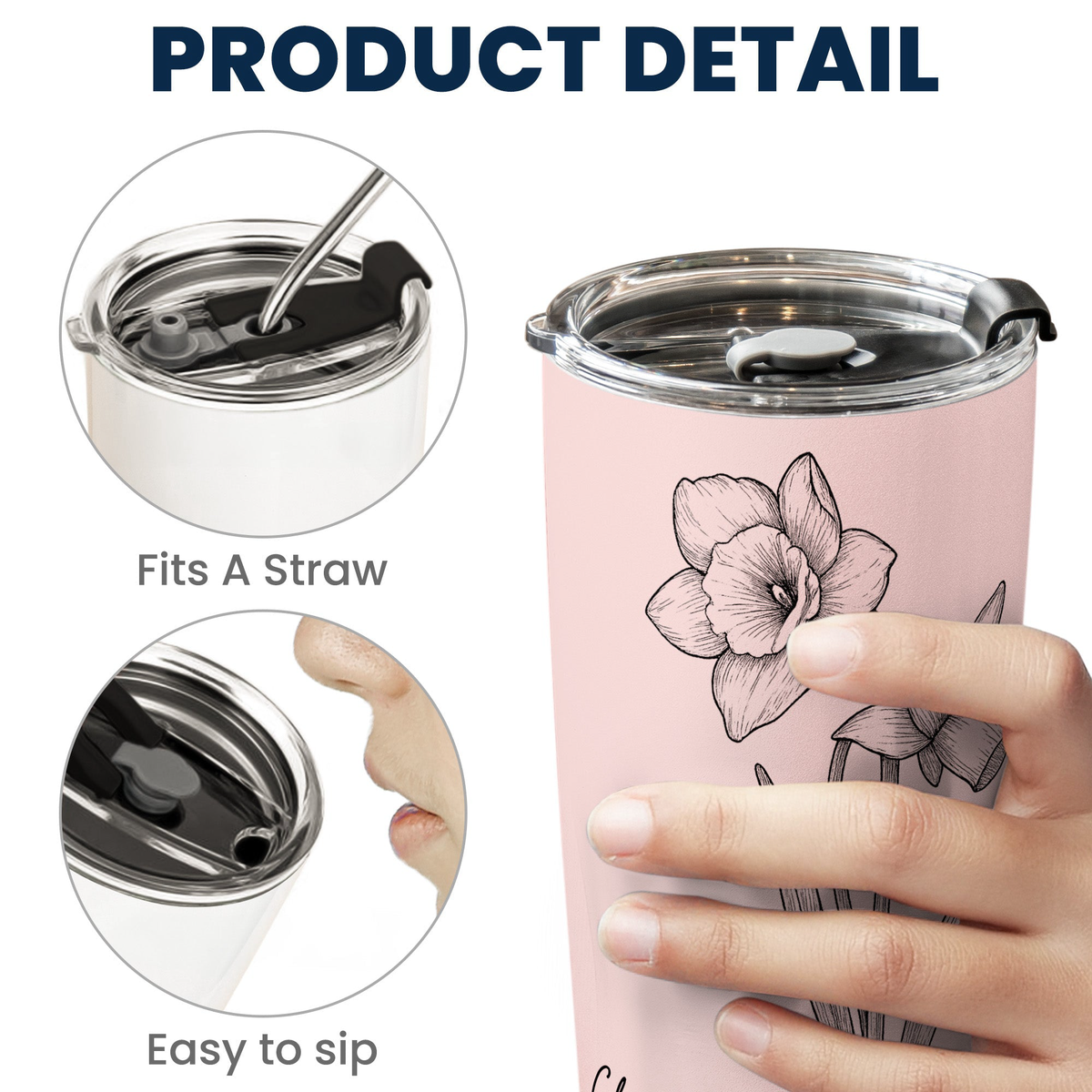 Corporate Gifts Custom Birth Flower & Name New Version For Friends, Coworkers, Daughters, Sisters - Personalized Tumbler Cup
