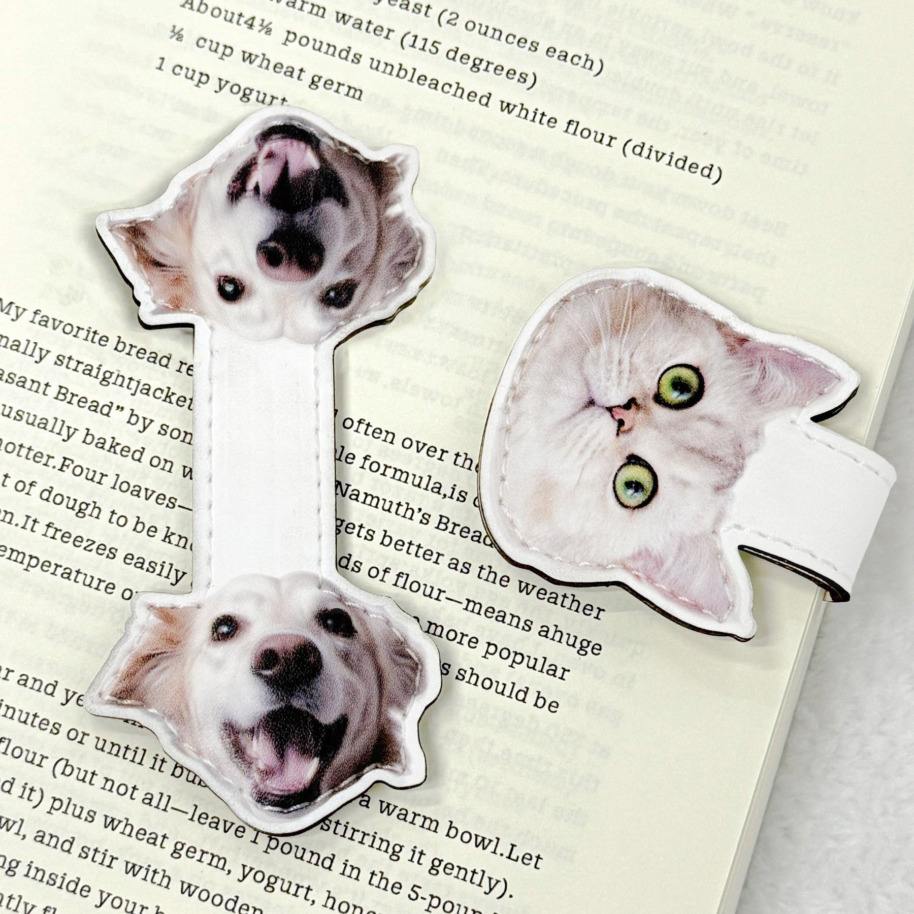 Custom Dog, Cat, Pet Face - Personalized Leather Magnetic Bookmark