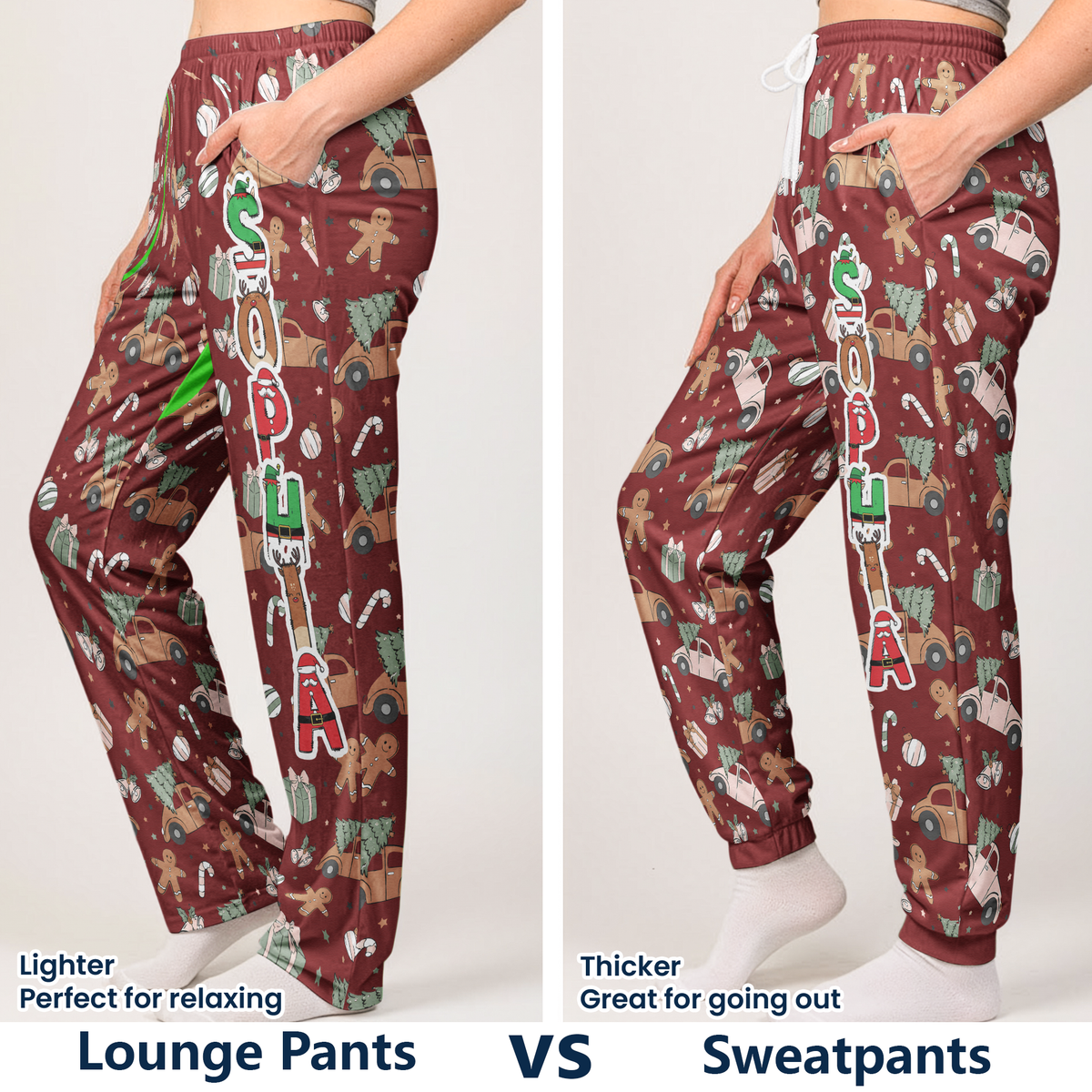 Custom Family Name Elf Santa Letter, Christmas Gift, Holiday Family Gift - Personalized Lounge Pants