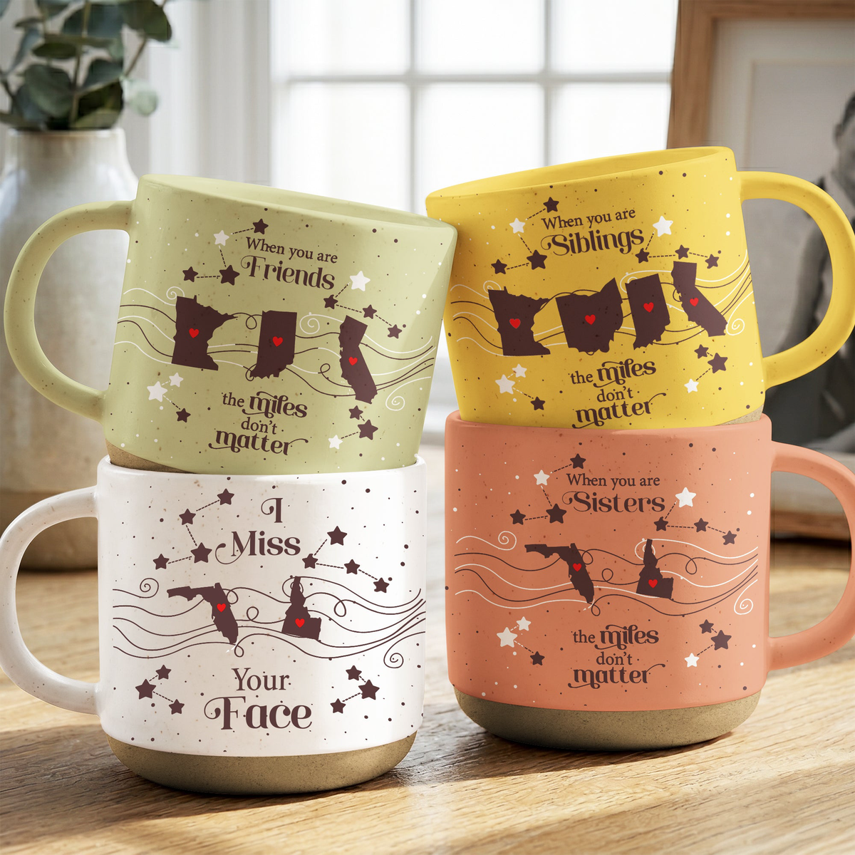 When You Are Family The Miles Don't Matter Custom States - Personalized Mug