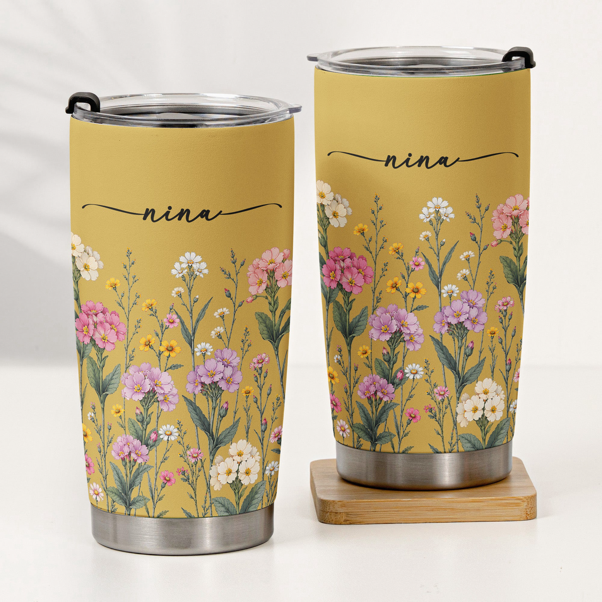 Corporate Gifts Custom Birth Flower & Name For Her, Gift For Friends, Coworkers, Daughters, Sisters - Personalized Tumbler