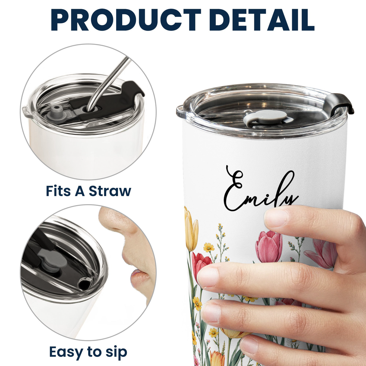 Corporate Gifts Custom Birth Flower & Name For Her, Gift For Friends, Coworkers, Daughters, Sisters - Personalized Tumbler