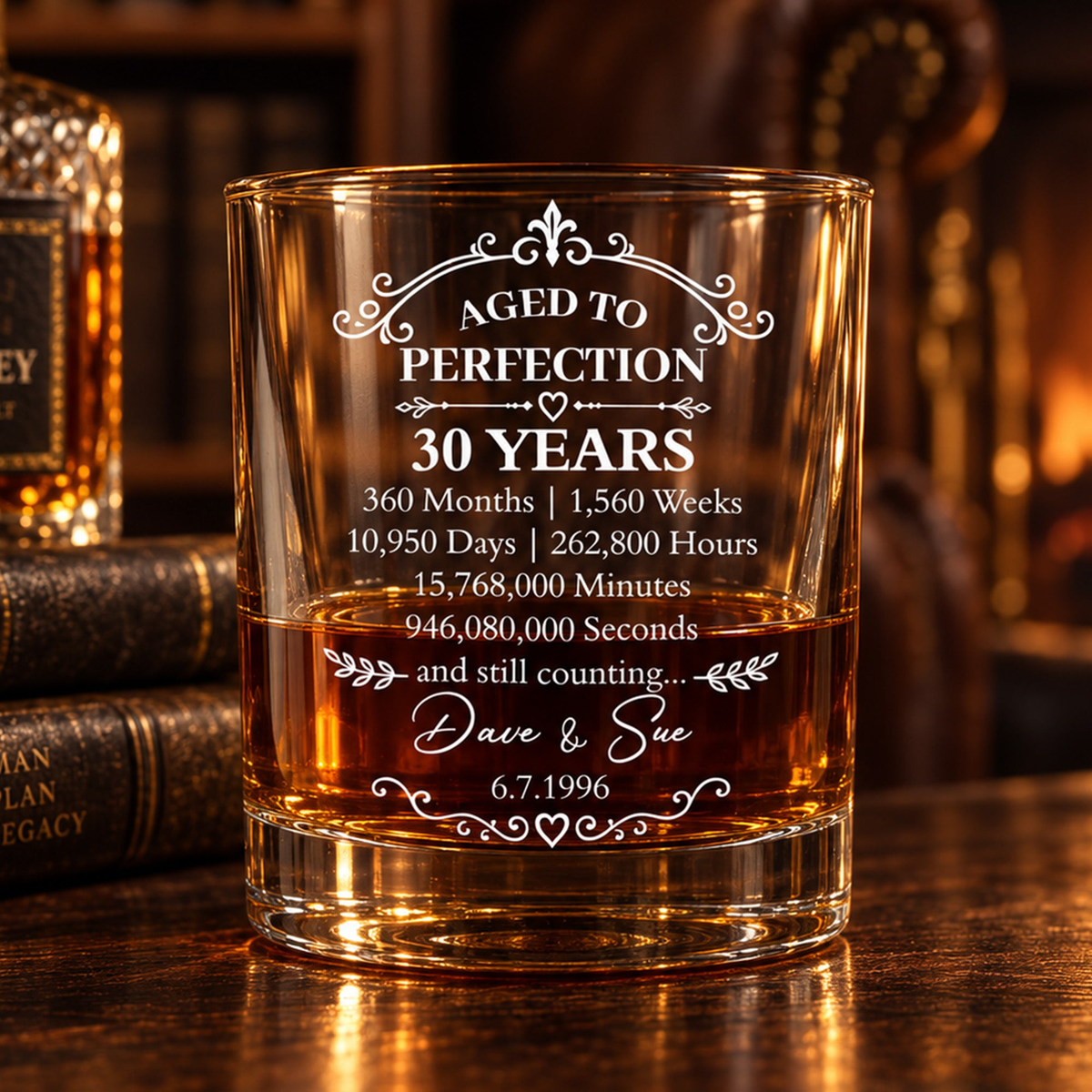 Custom Anniversary Counting Time, Custom Year For Couples, Him, Her, Parents - Personalized Whiskey Glass