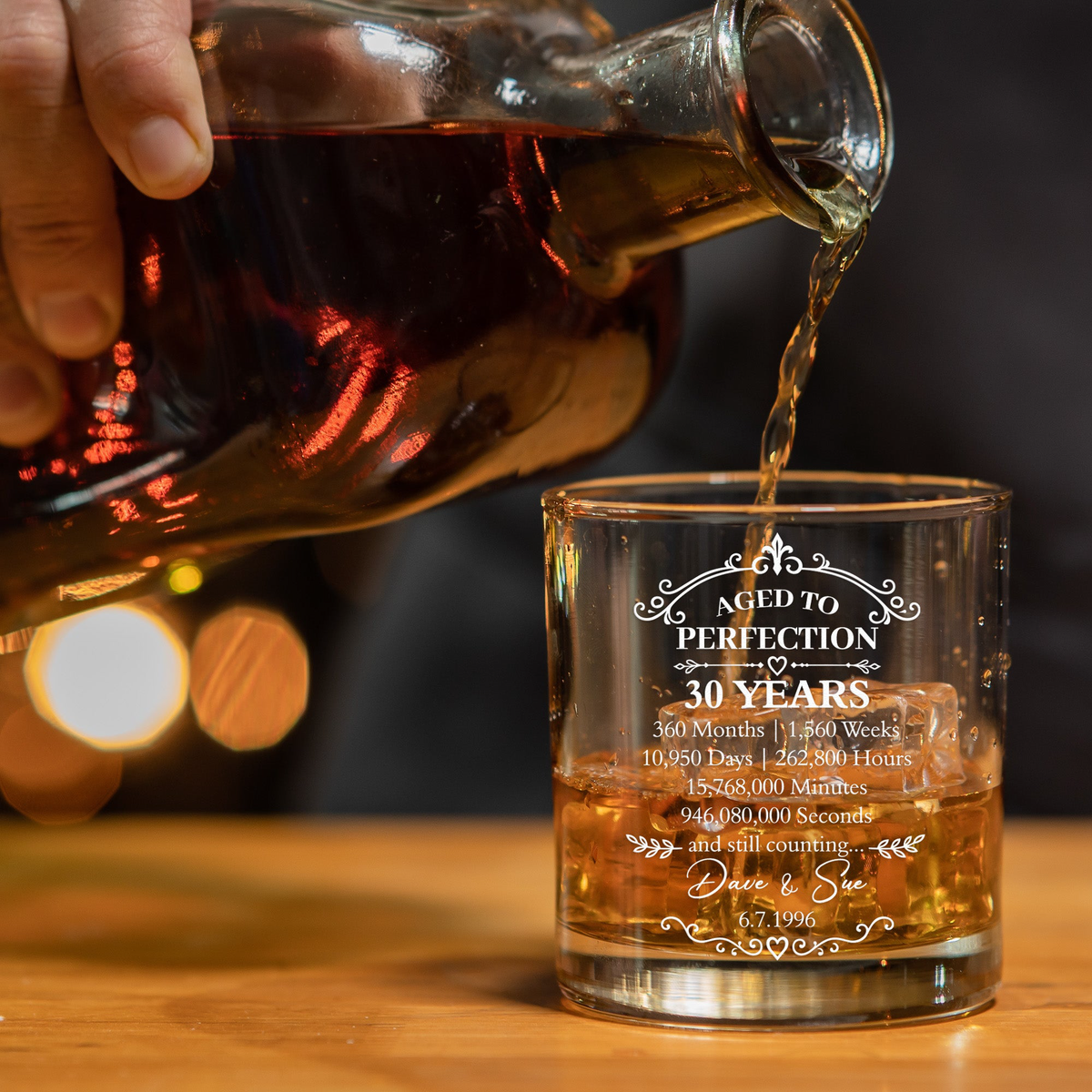 Custom Anniversary Counting Time, Custom Year For Couples, Him, Her, Parents - Personalized Whiskey Glass