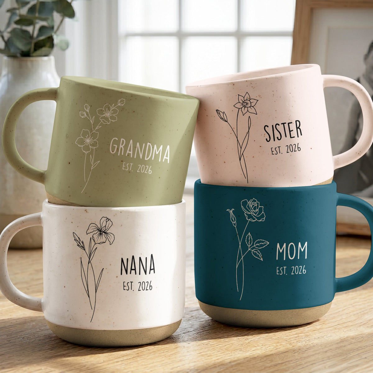 Custom Birth Flower Mother's Day Christmas Gifts For Her, Grandma, Mom - Personalized Mug