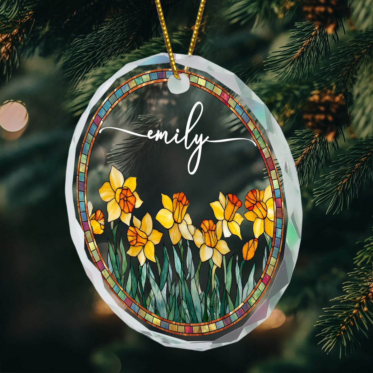 Custom Birth Flower & Name Christmas Gift For Family, Mom, Sister, Friends - Personalized Ornament