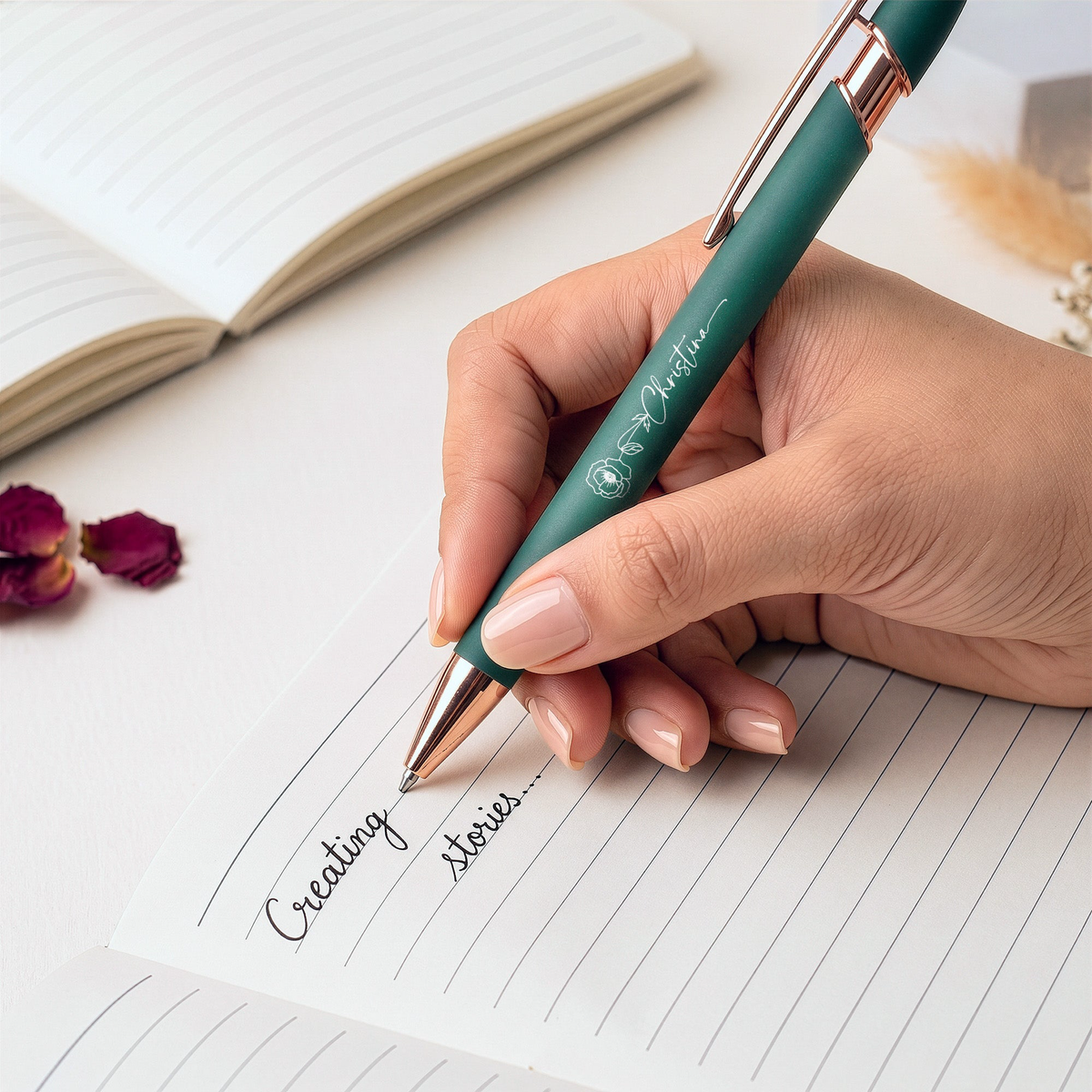 Custom Birth Flower & Name For Her, Daughter, Coworkers, Teacher - Personalized Pens