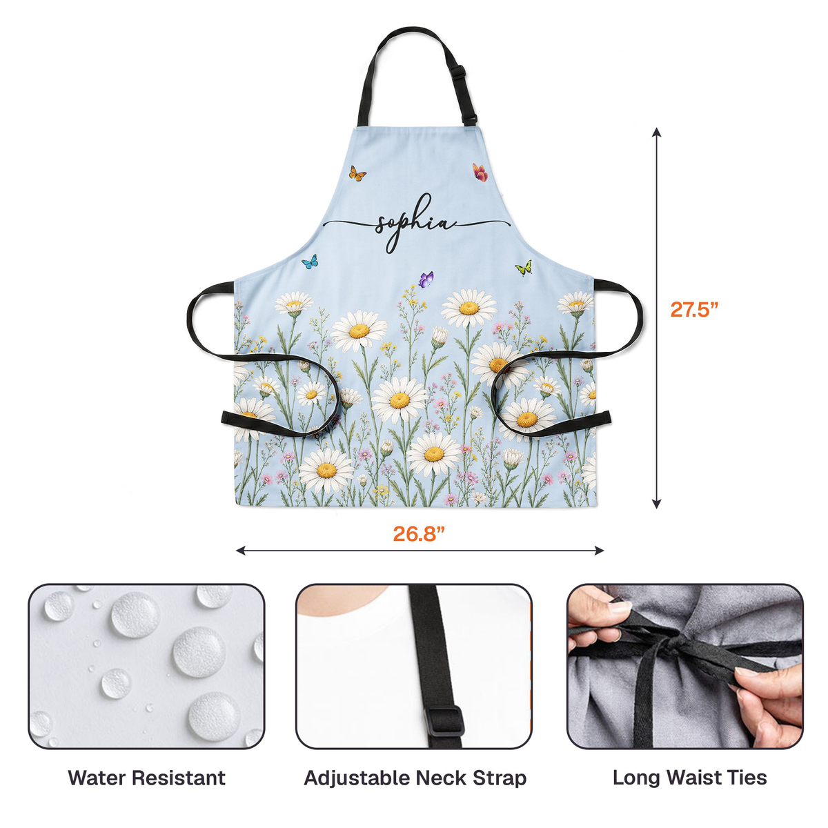 Custom Birth Flower & Name For Her Kitchen, Cooking Lovers - Personalized Apron