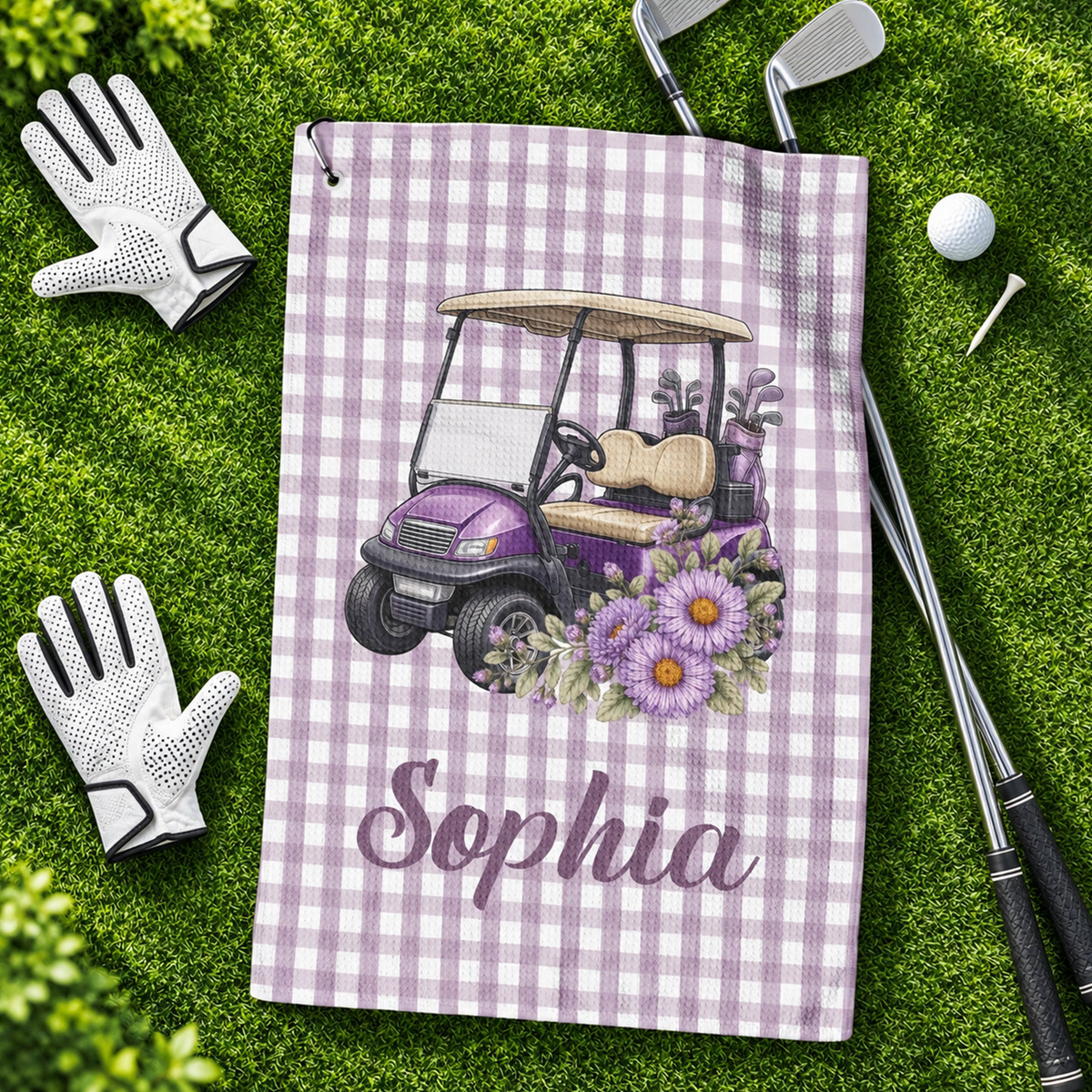 Custom Birth Flower & Name Gift For Golf Girls, Golf Lovers - Personalized Golf Towel