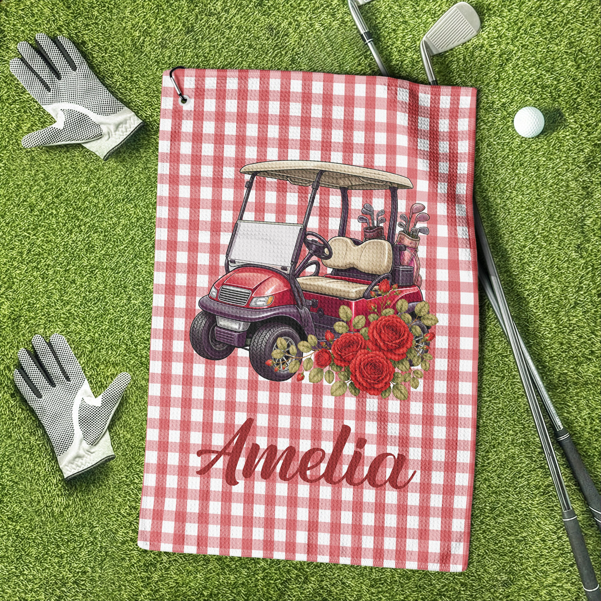 Custom Birth Flower & Name Gift For Golf Girls, Golf Lovers - Personalized Golf Towel