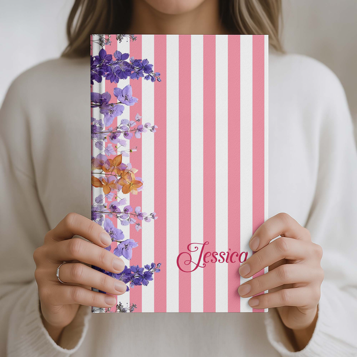 Custom Birth Flower & Name Gift For Her, Daughter, Friend - Personalized Journal