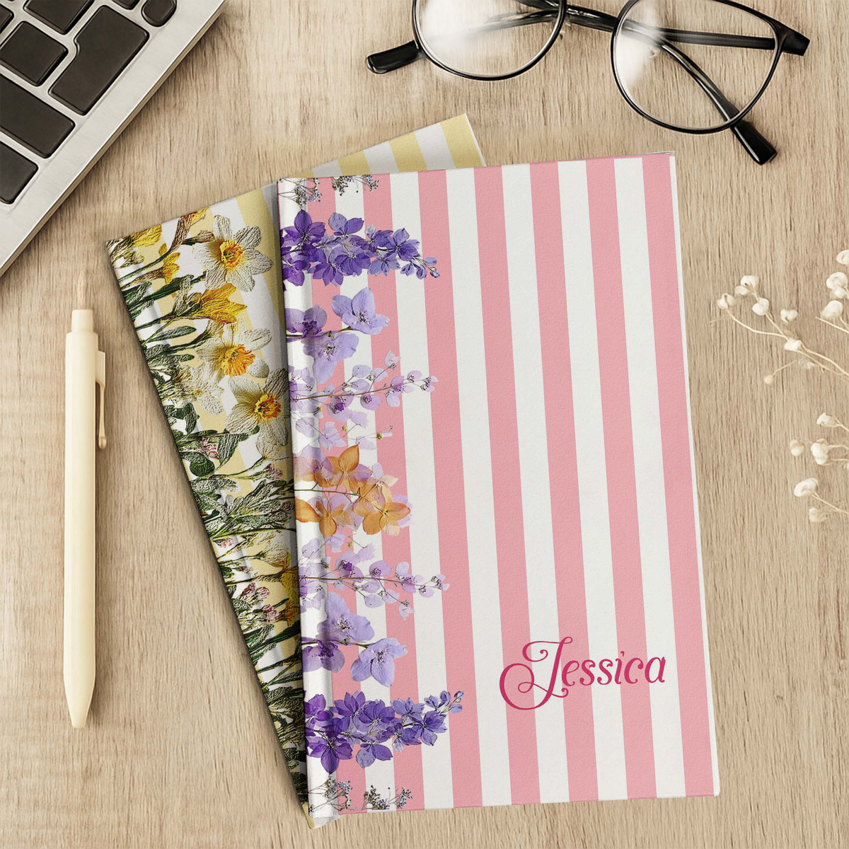 Custom Birth Flower & Name Gift For Her, Daughter, Friend - Personalized Journal