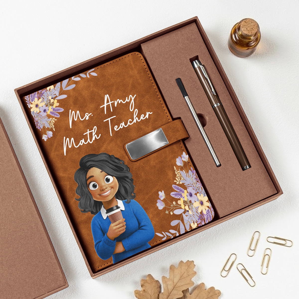 Custom Character For Teacher, Coworker, Boss With Name - Personalized Notebook Set