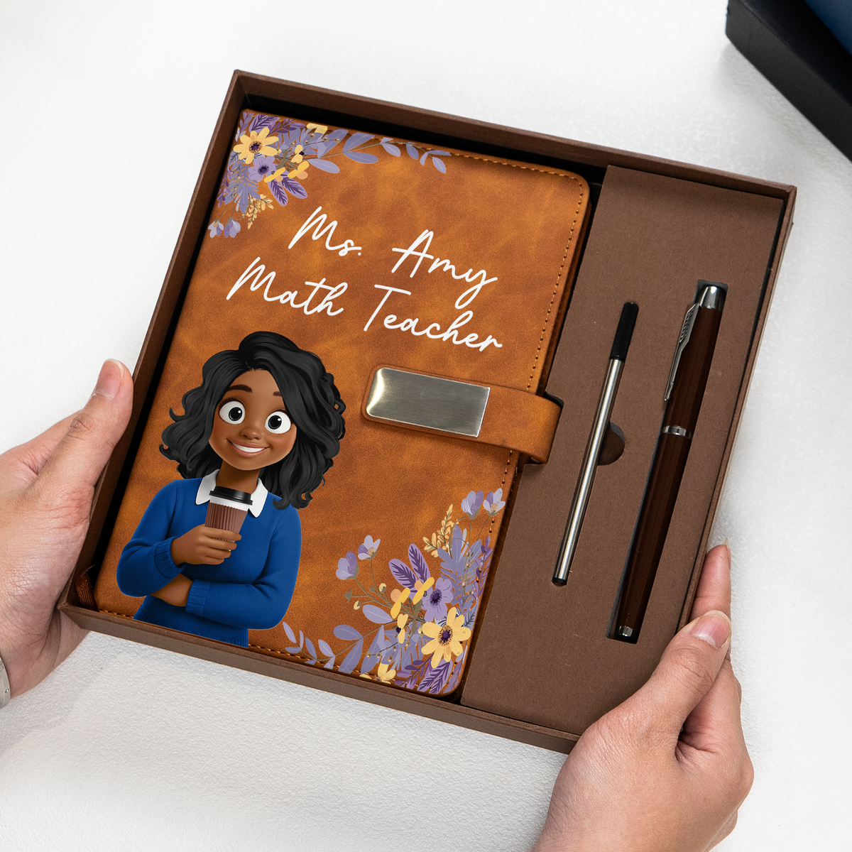 Custom Character For Teacher, Coworker, Boss With Name - Personalized Notebook Set