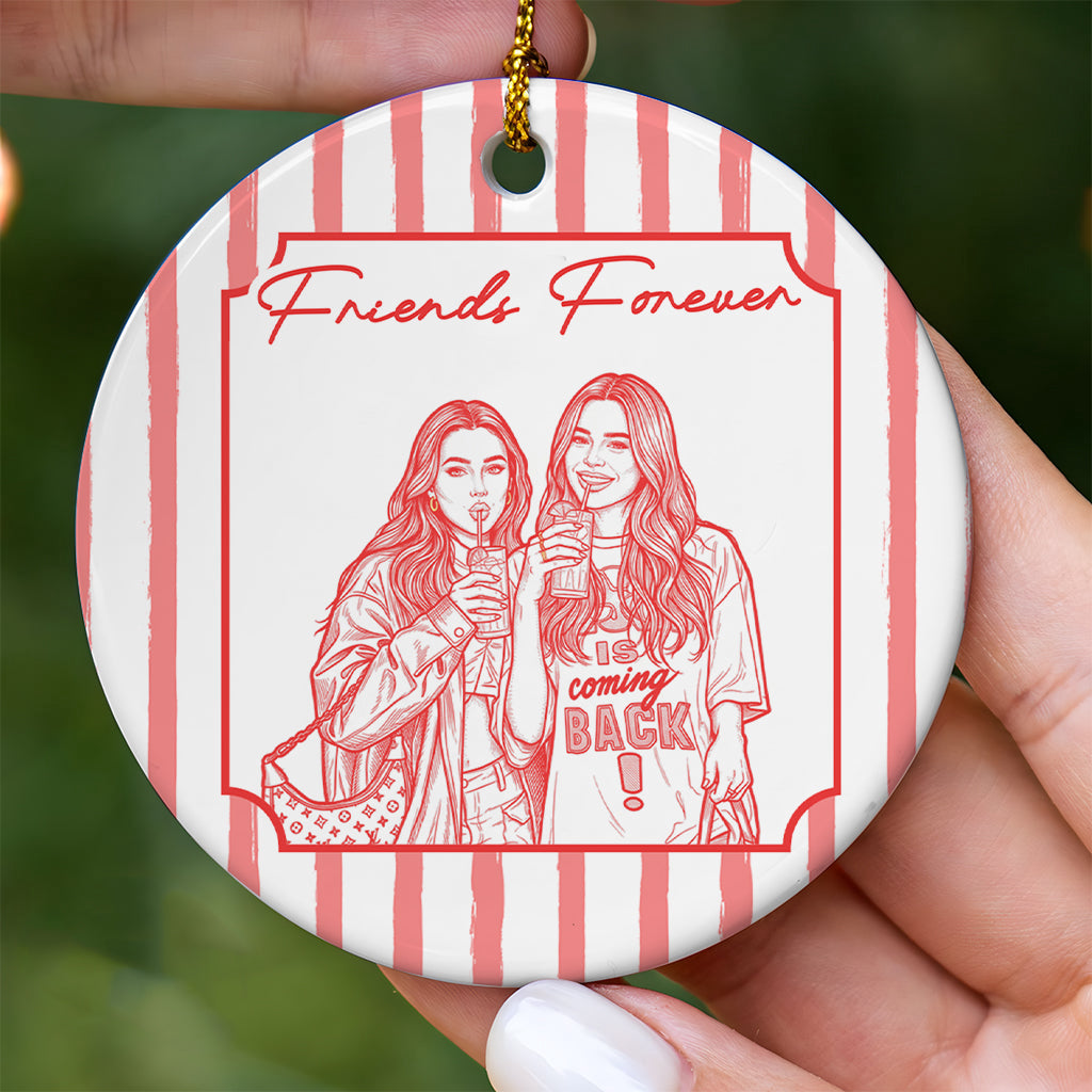 Custom Friend Photo Art - Sketch Stripes, Thank You Friendship Gifts - Personalized Ornament