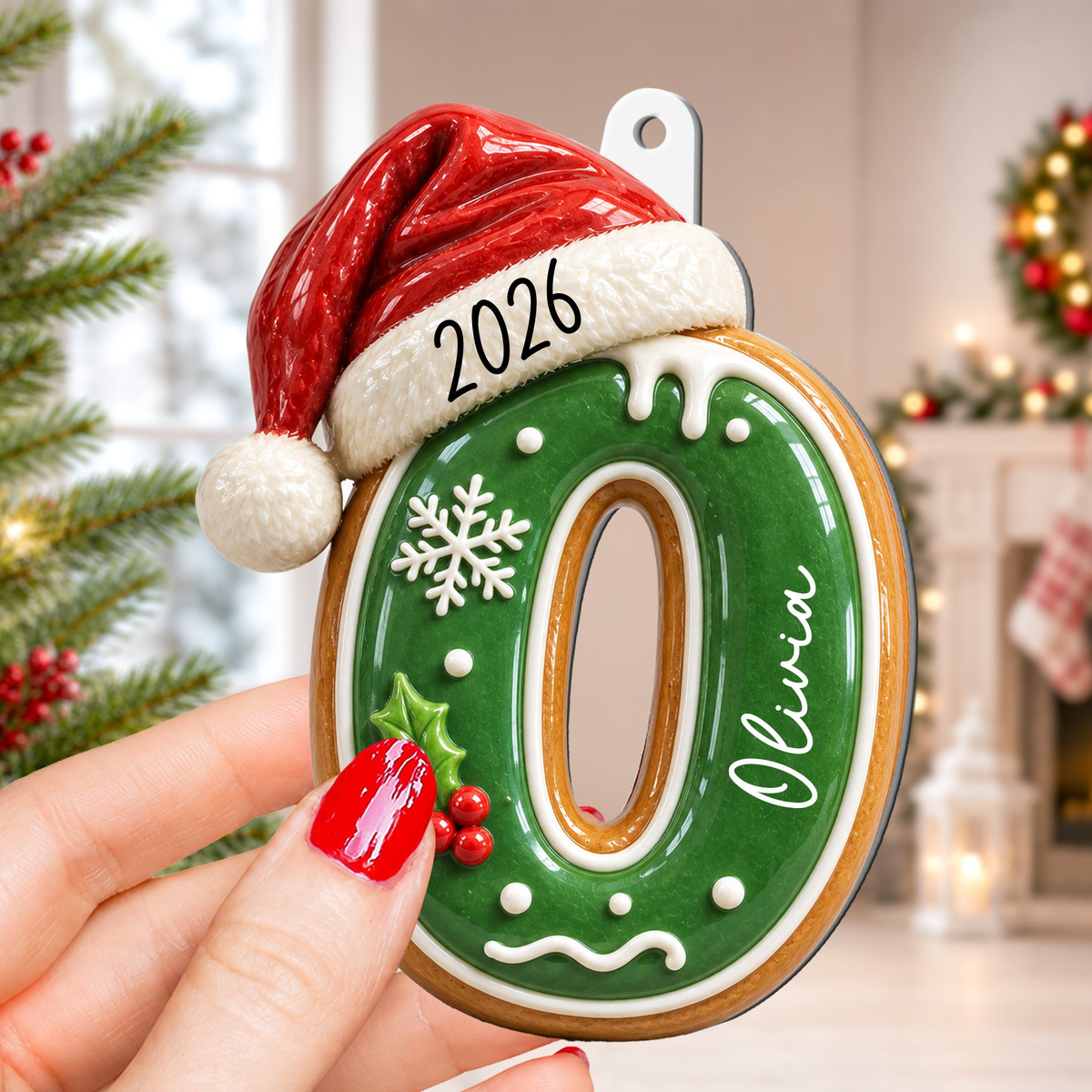 Custom Gingerbread Letter For Family, Kids Stocking Tag 3D Relief Acrylic - Personalized Ornament