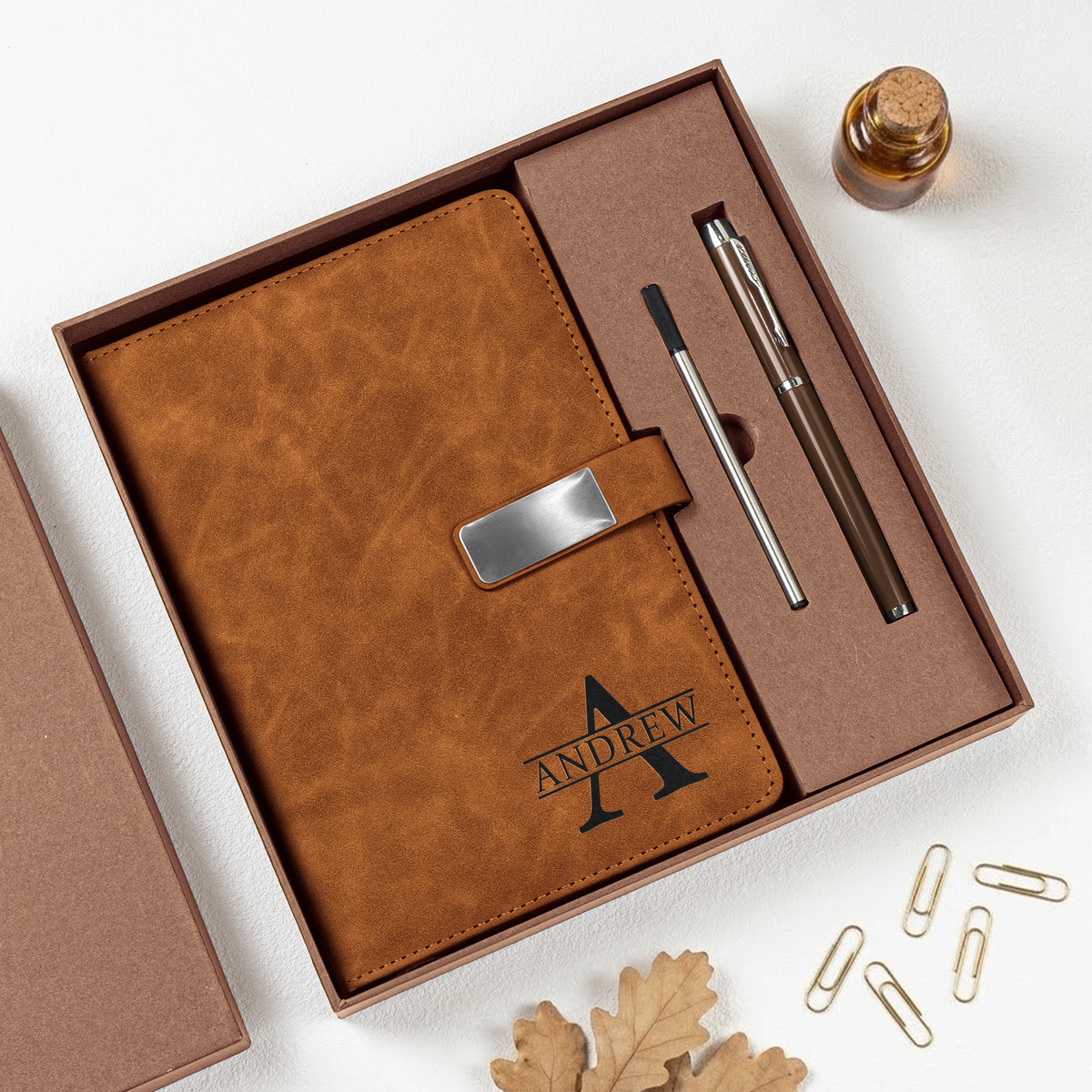 Corporate Gifts Custom Monogram Initial Name For Her, Him - Personalized Notebook Set