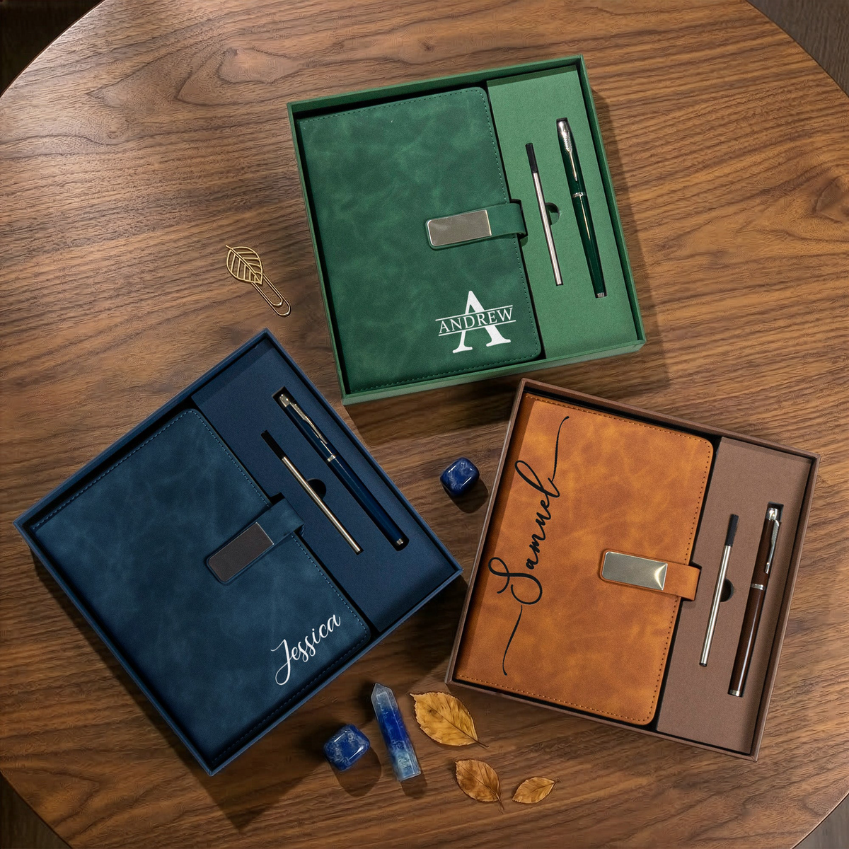 Corporate Gifts Custom Monogram Initial Name For Her, Him - Personalized Notebook Set
