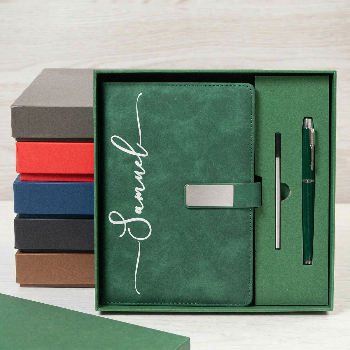 Corporate Gifts Custom Monogram Initial Name For Her, Him - Personalized Notebook Set