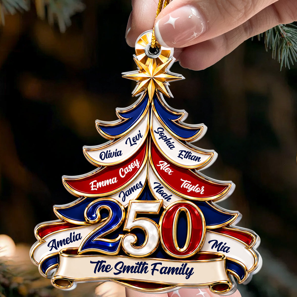 Custom Name 250 Years Of Freedom USA - Personalized Ornament