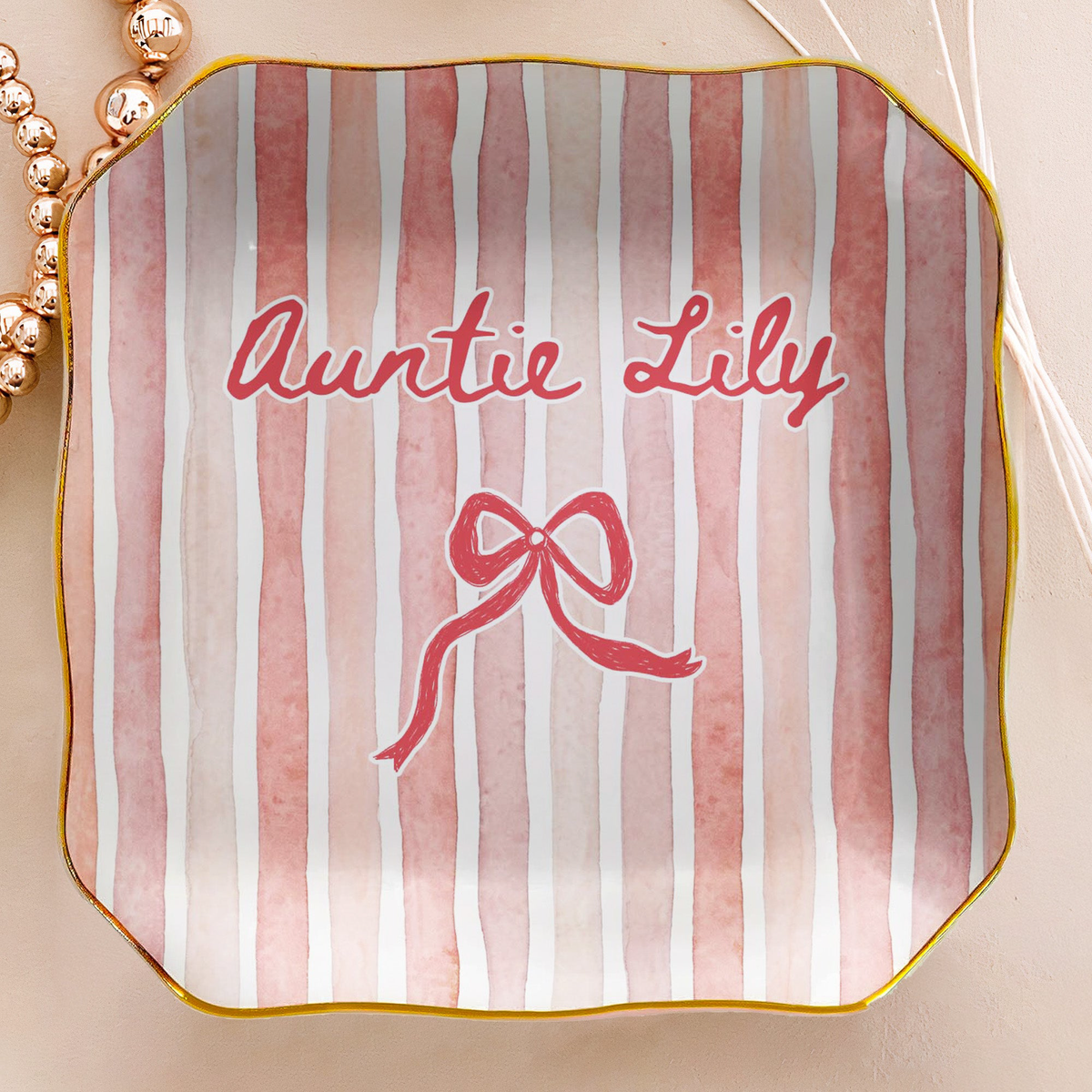 Custom Name And Title Gifts For Her, Auntie, Cousin, Sister - Personalized Jewelry Dish