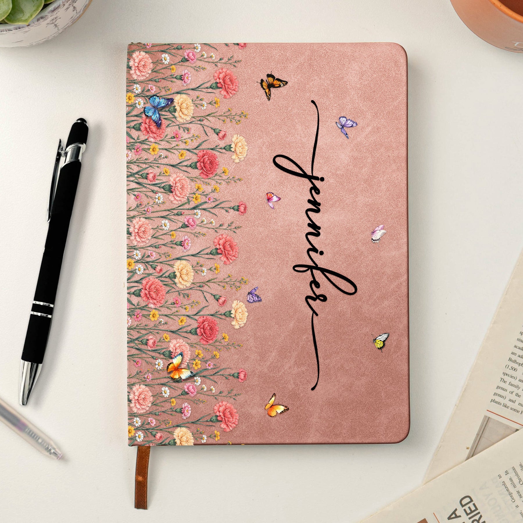 Custom Name & Birth Flower For Her, Coworkers, Daughter, Friends - Personalized Journal
