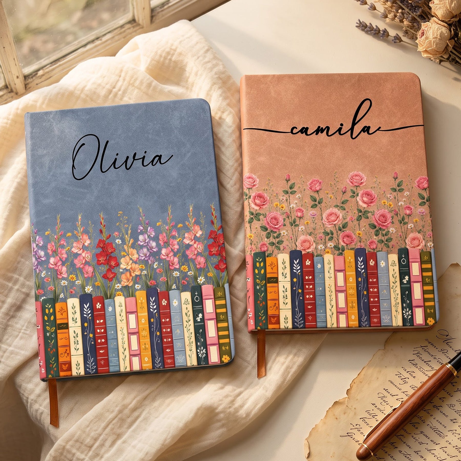 Custom Name & Birthflower For Book Lovers, Book Clubs - Personalized Journal