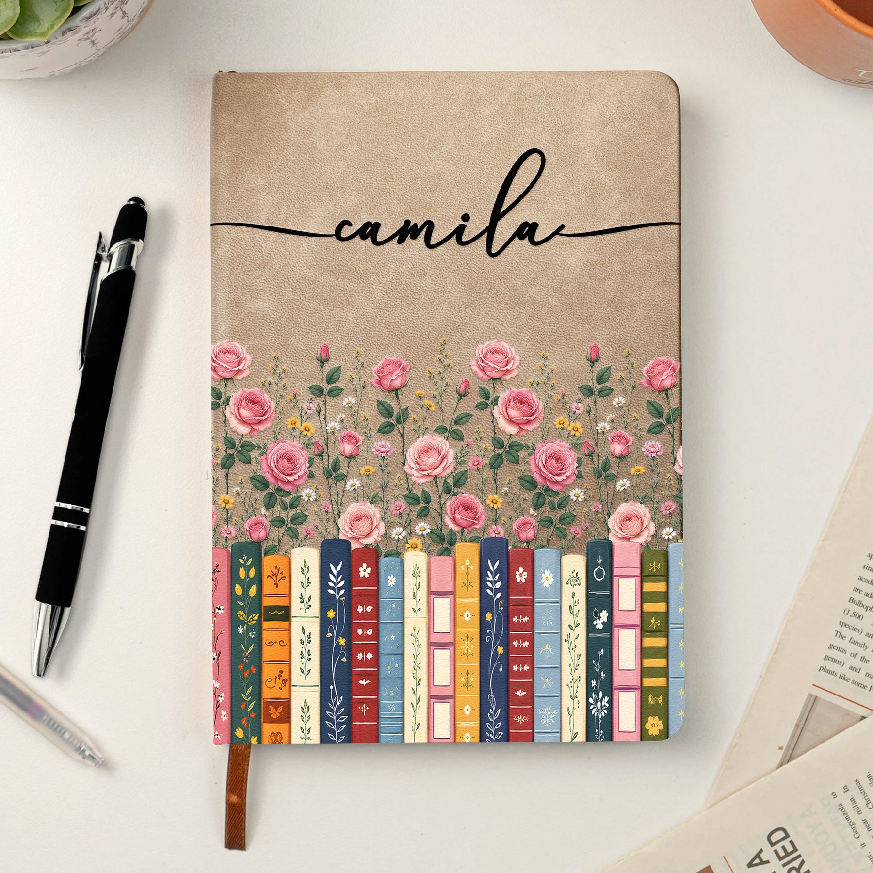 Custom Name & Birthflower For Book Lovers, Book Clubs - Personalized Journal