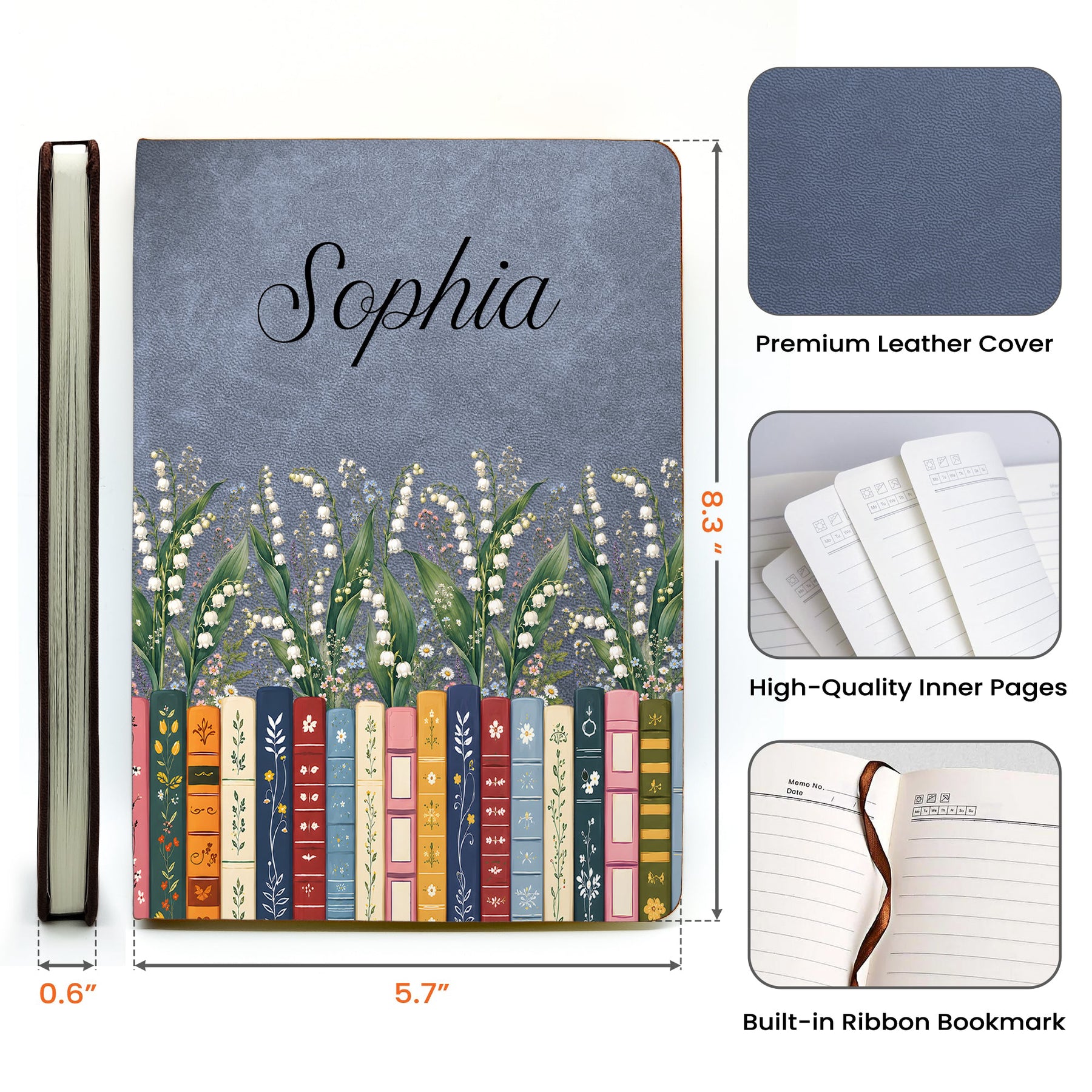 Custom Name & Birthflower For Book Lovers, Book Clubs - Personalized Journal