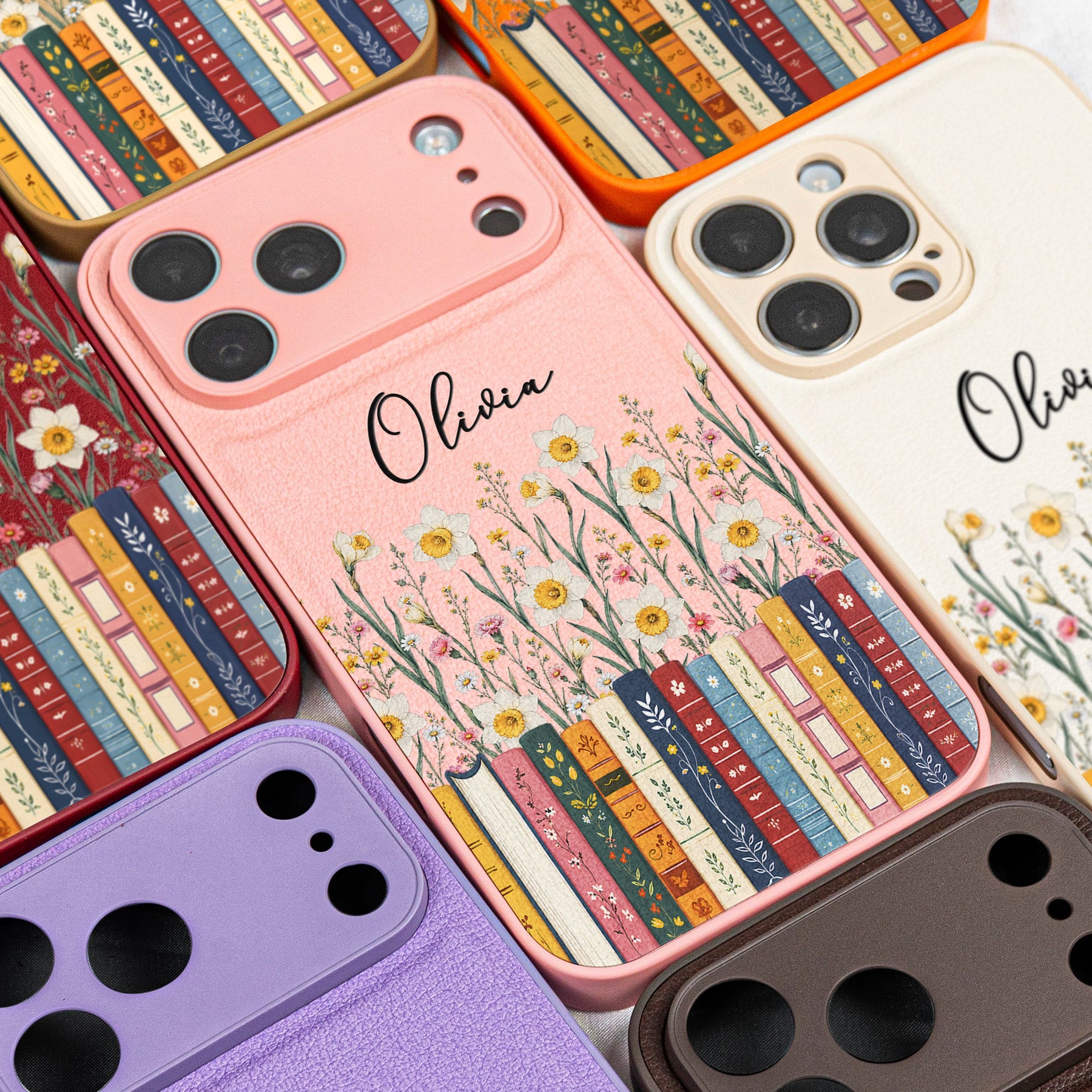 Custom Name & Birthflower For Book Lovers, Book Clubs - Personalized Phone Case