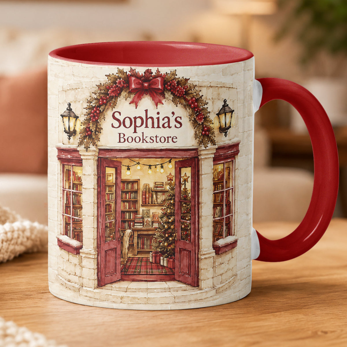 Custom Name Bookstore Christmas - Personalized Mug