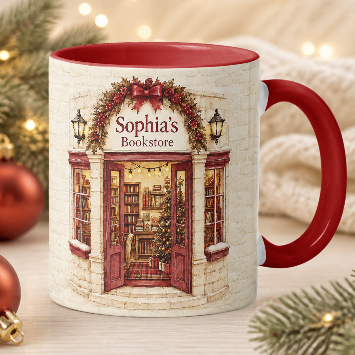 Custom Name Bookstore Christmas - Personalized Mug