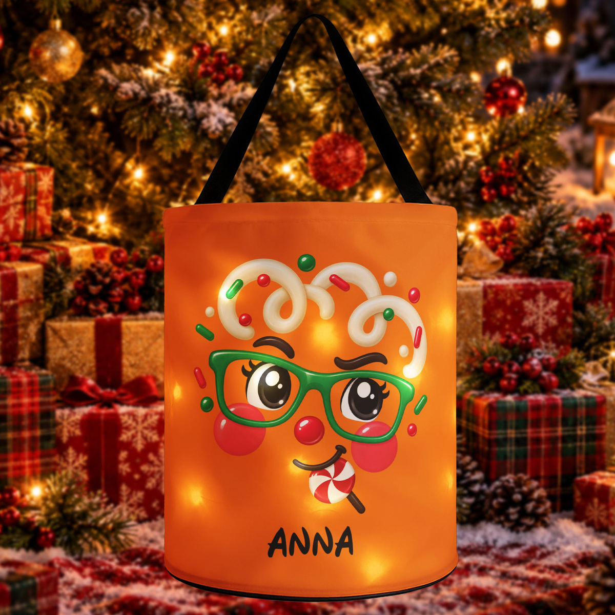 Custom Name & Character Gingerbread, Snowman, Elf, Santa For Kids - Personalized Basket