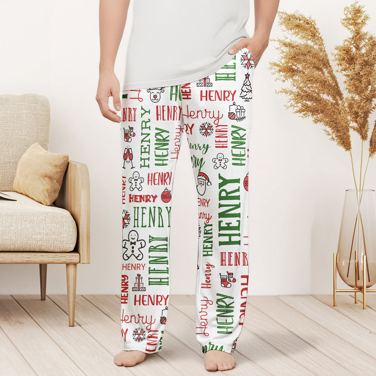 Custom Name Christmas Gifts For Family Members, Kids - Personalized Lounge Pants