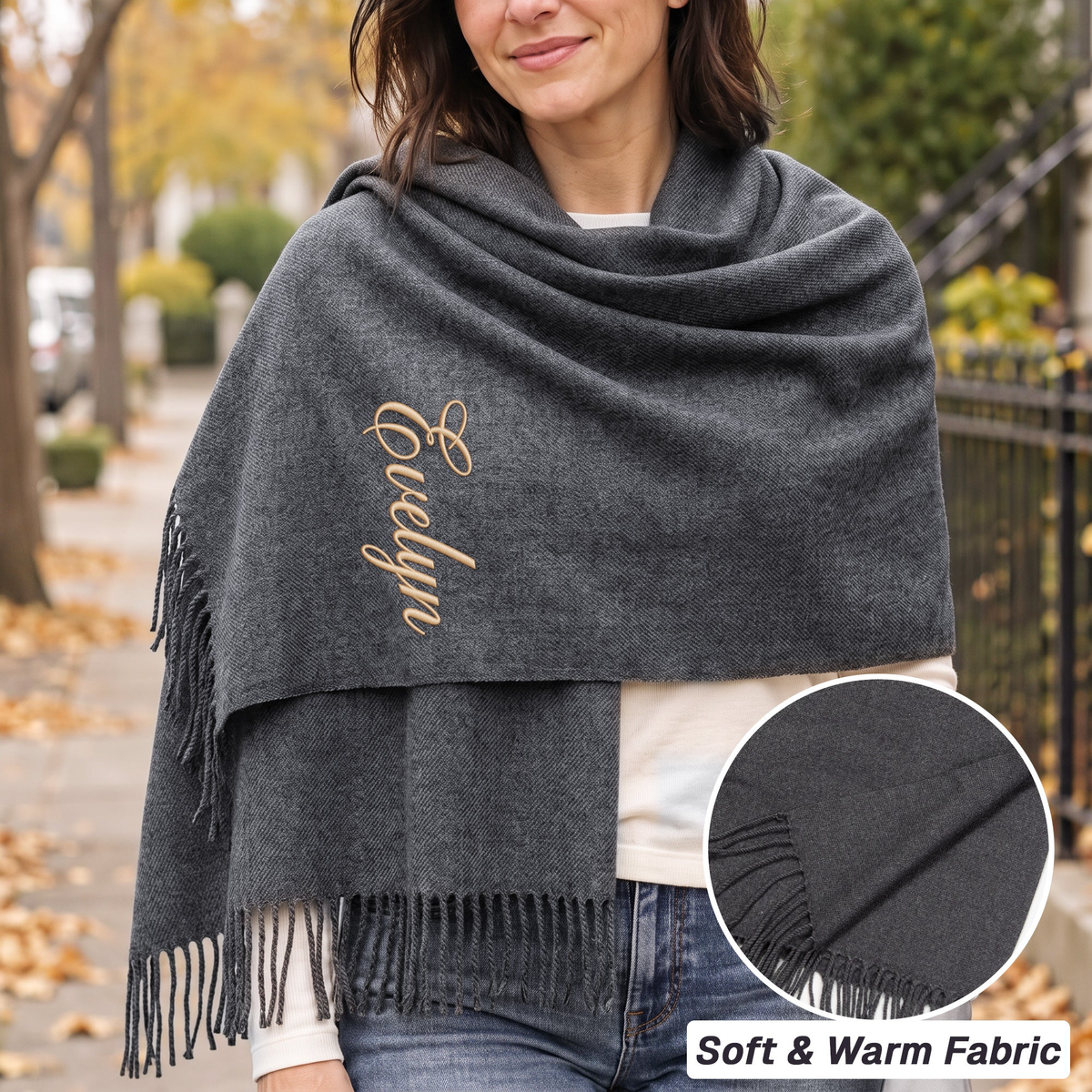 Custom Name Embroidered Gifts For Her, Him, BFF, Sisters, Daughters - Personalized Embroidered Scarf