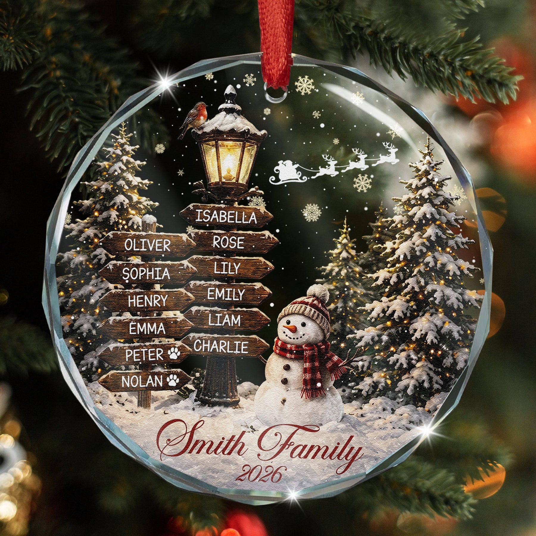 Custom Name Family Christmas Ornament 2026 Snowman - Personalized Ornament