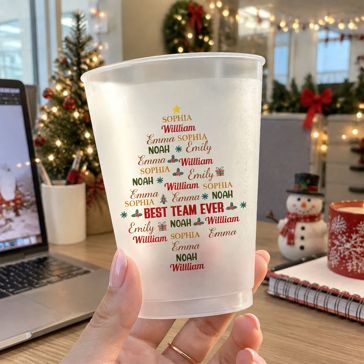 Custom Name For Christmas Office Year End Party, White Elephant Party - Personalized Cups