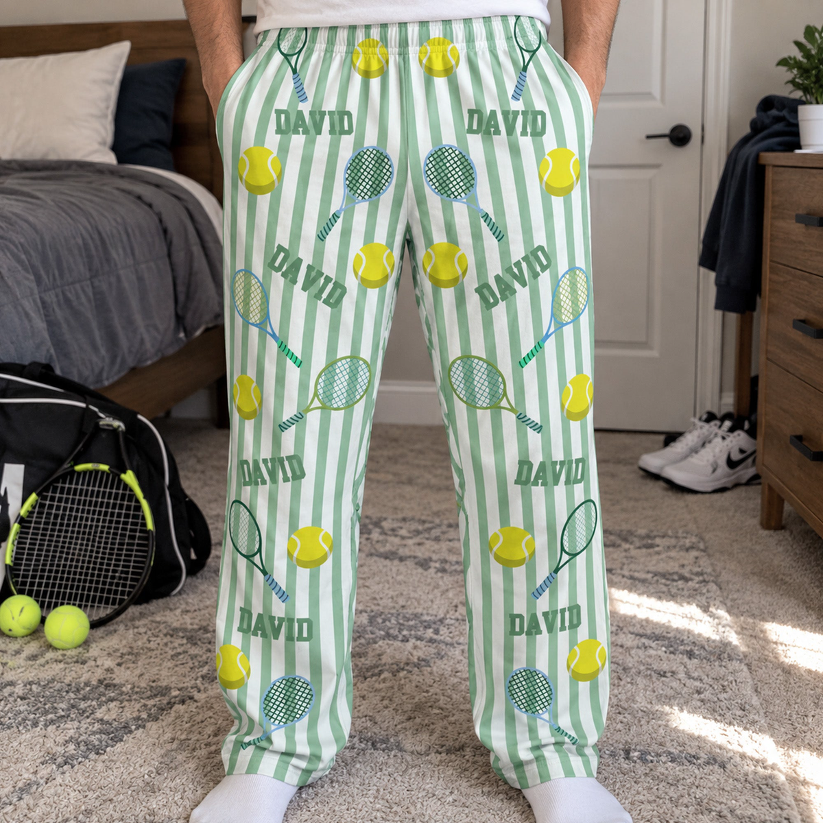 Custom Name Gift For Him, Tennis Lovers, Tennis Player - Personalized Lounge Pants