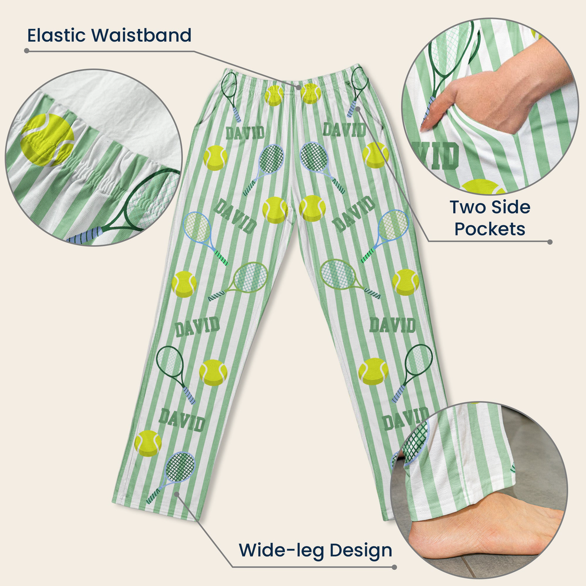 Custom Name Gift For Him, Tennis Lovers, Tennis Player - Personalized Lounge Pants