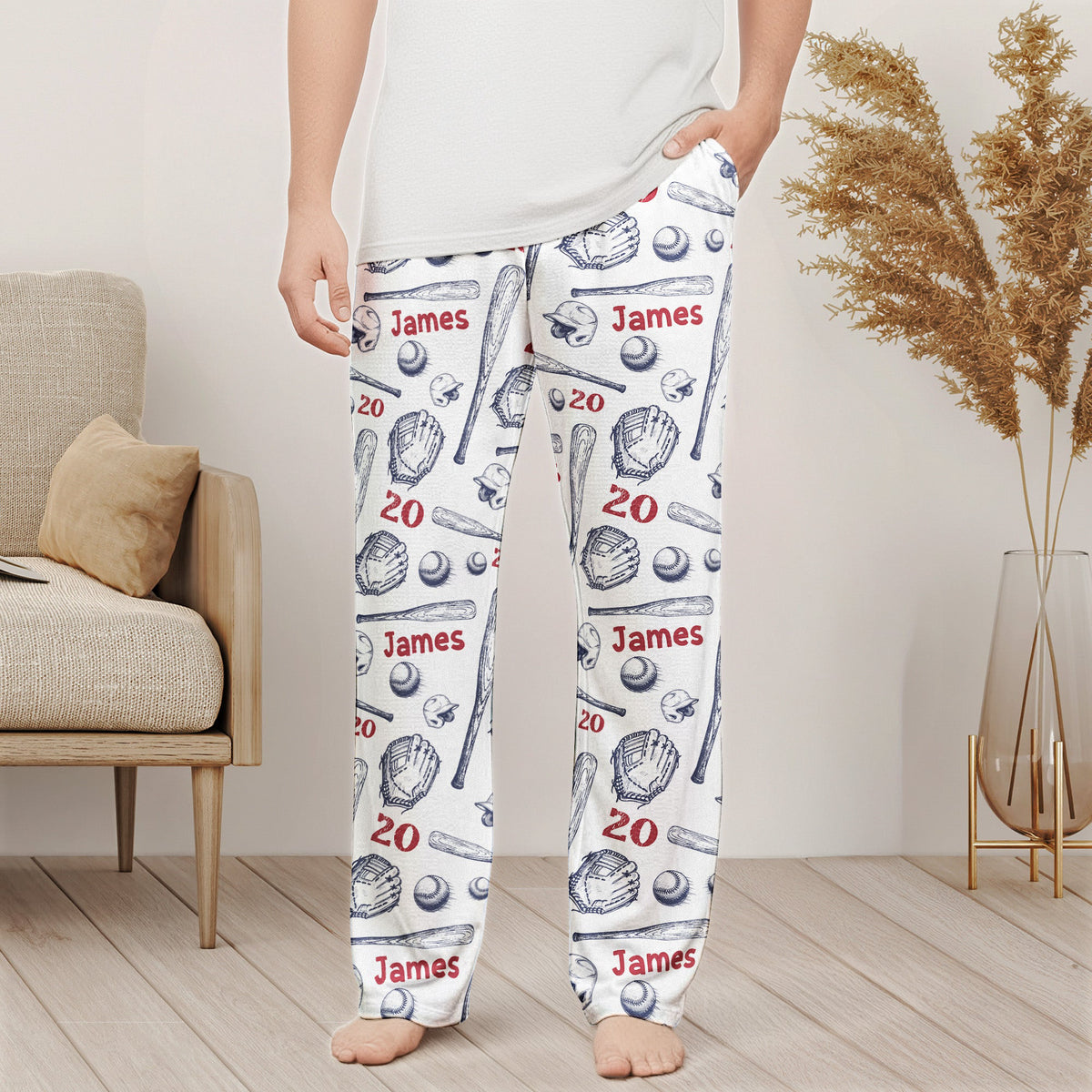 Custom Name & Number For Baseball Players New Version - Personalized Lounge Pants