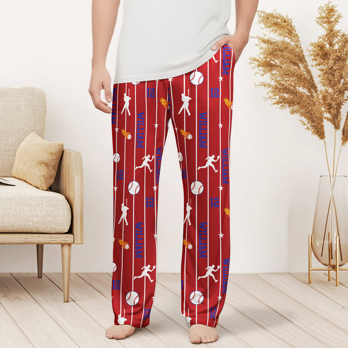 Custom Name & Number For Baseball, Softball, Soccer, Football, Basketball, Hockey Lover - Personalized Lounge Pants