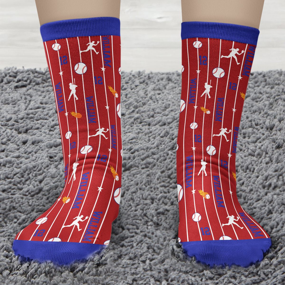 Custom Name & Number For Baseball, Softball, Soccer, Football, Hockey Lover - Personalized Socks