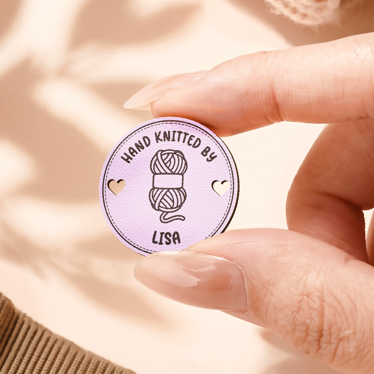 Custom Name & Symbol, Stitch-On Label Gift For Craft Women, Girl - Personalized Leather Buttons
