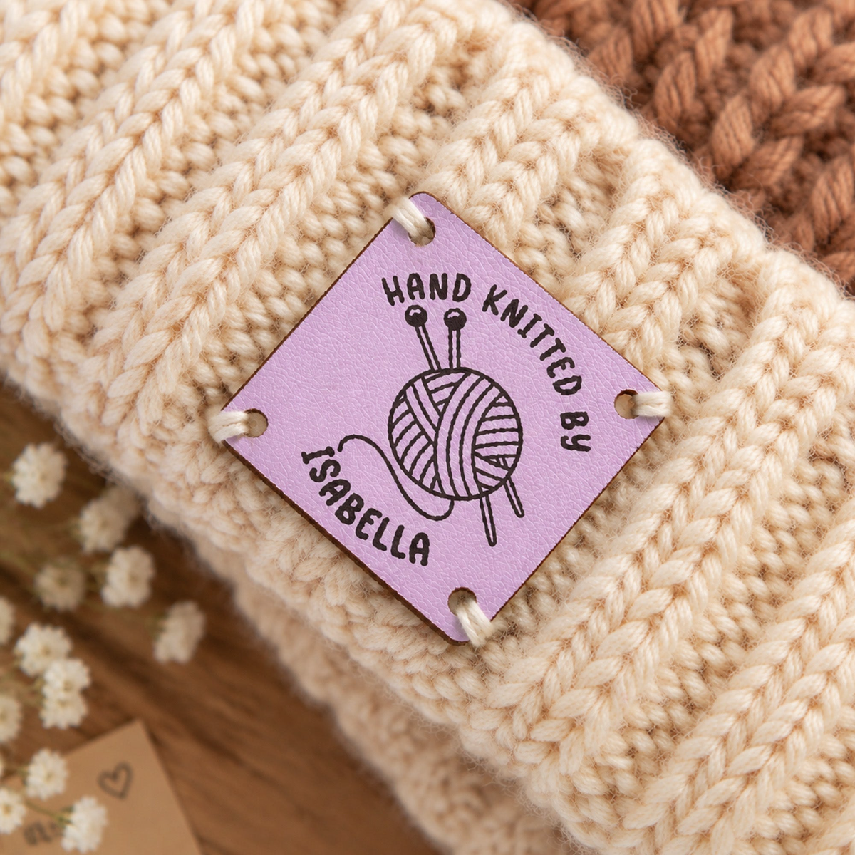 Custom Name & Symbol, Stitch-On Label Gift For Craft Women, Girl - Personalized Leather Buttons