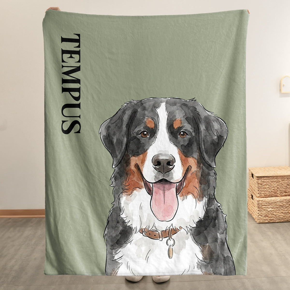Custom_Pet_Funny_Photo_Watercolor_Art_Personalized_Blanket_2