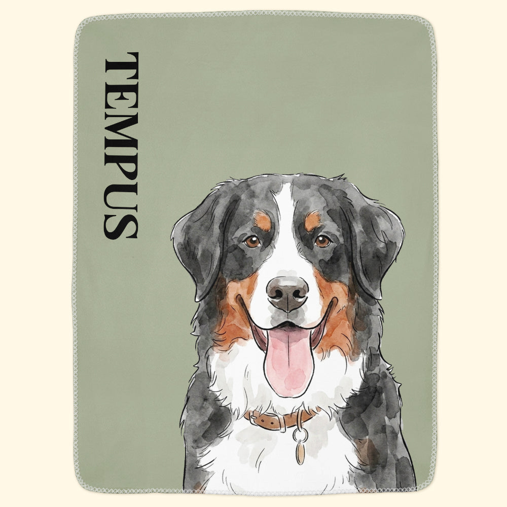 Custom_Pet_Funny_Photo_Watercolor_Art_Personalized_Blanket_6