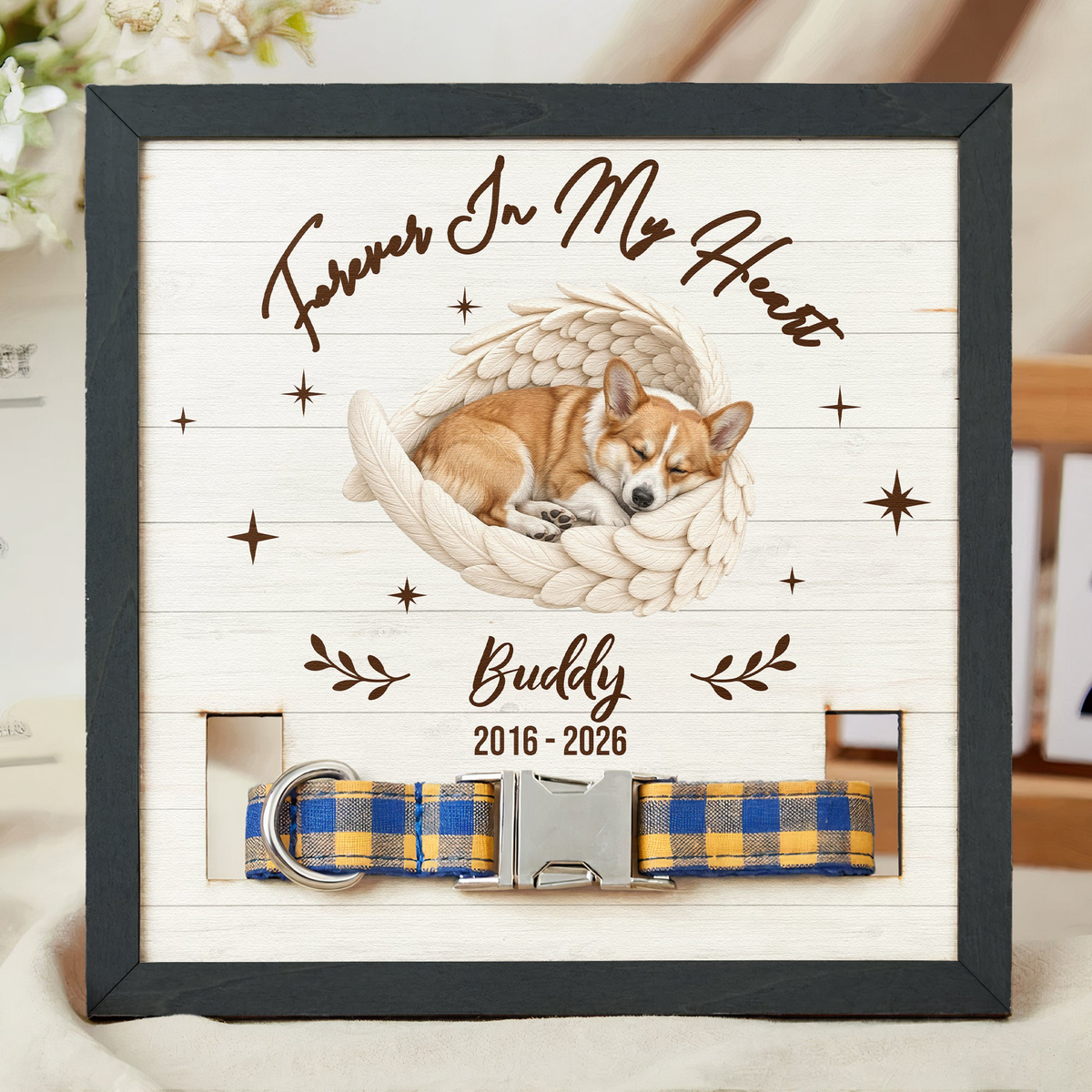 Custom Pet Photo Angel Wings Collar Holder Pet Loss Gifts For Her, Him - Personalized Frame