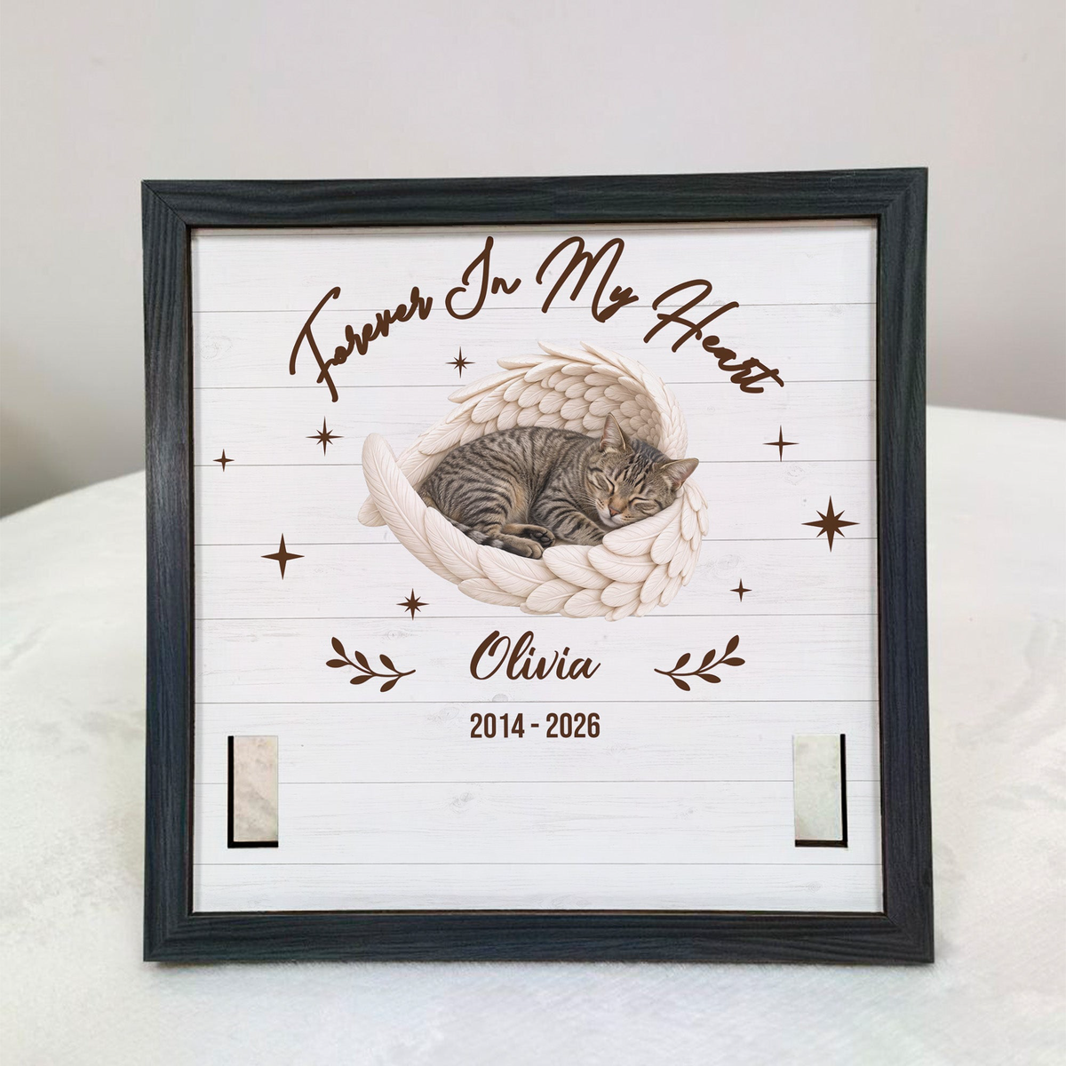 Custom Pet Photo Angel Wings Collar Holder Pet Loss Gifts For Her, Him - Personalized Frame